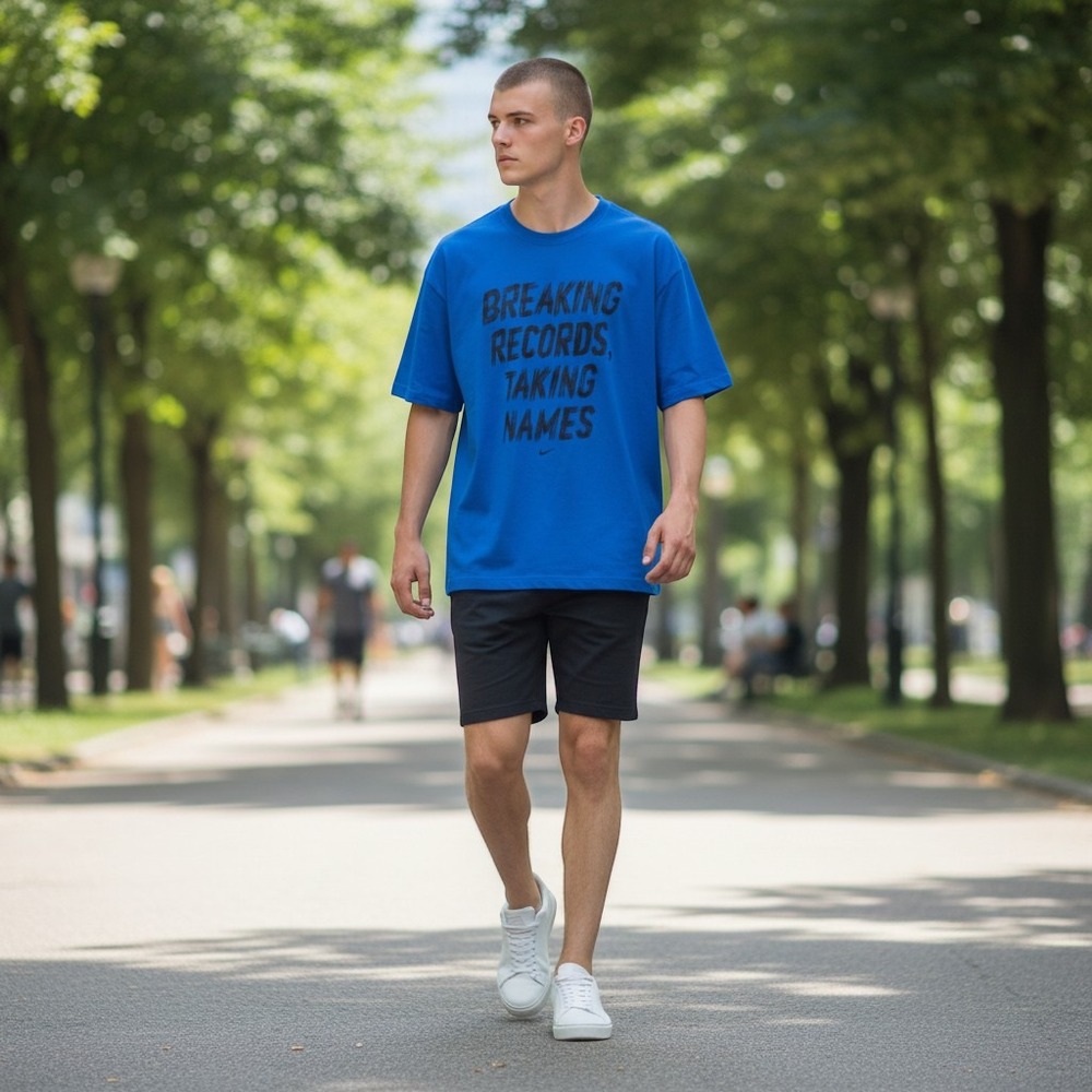 Nike Graphic T-Shirt XL Blue Excellent Breaking Records Taking Names Tee‎